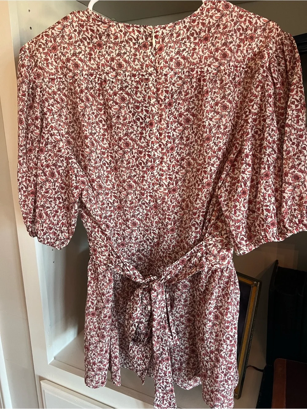 NEW Tory Burch Top Blouse Floral V-Neck Poof Sleeves 12